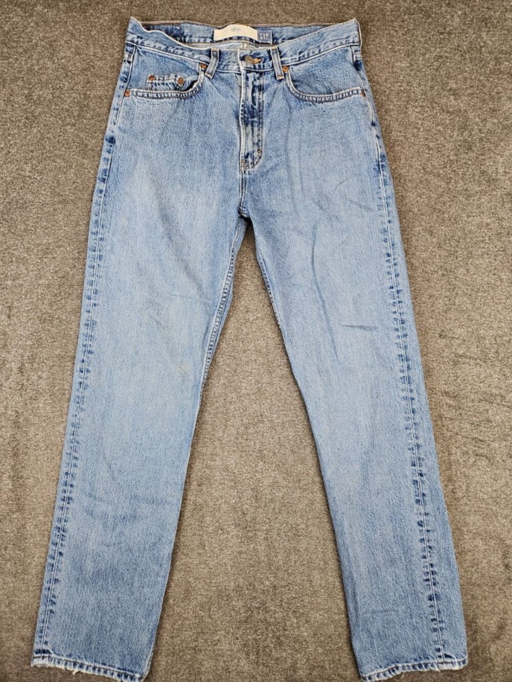 Vintage GAP Slim Straight Jeans Mens 33x32 (30x32) Light Blue Made in USA